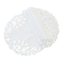 Xia Home Fashions - Arietta Embroidered Cutwork Spring Doilies, Set of 4 - Placemats