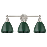 Innovations Lighting - Plymouth Dome 3-Light 26" Bath Vanity Light, Satin Nickel, Green - Innovation at its finest and a true game changer. Edison marries the best of our Franklin and Ballston collections to give you versatility of design and uncompromising construction.  Edison fixtures are industrial-inspired and can be customized with glass or metal shades from both the Franklin and Ballston collections.