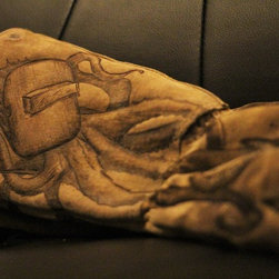 The Stick Welding Octopus - Custom Burnt Leather Welding Gloves - Paintings
