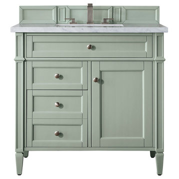 Brittany 36" Sage Green Single Vanity w/ 3 CM Arctic Fall Solid Surface Top