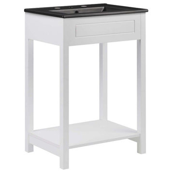 Modway Altura 24" MDF Ceramic and Particleboard Bathroom Vanity in White/Black