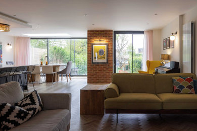 This is an example of a contemporary living room in Hertfordshire.