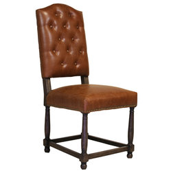 Traditional Dining Chairs Empire Dining Chair, Brown Leather