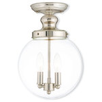 Livex Lighting - Ceiling Mount With Handcrafted Clear Glass, Polished Nickel - The classic shaped hand crafted clear glass shade contrasts with and complements the polished nickel finish housing of this flush mount design. Its understated charm will fit well with most room decor styles.