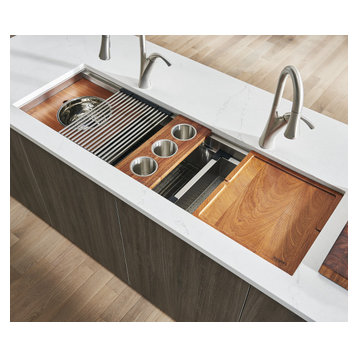 Ruvati 45" Workstation Kitchen Sink Undermount Stainless Steel, RVH8333