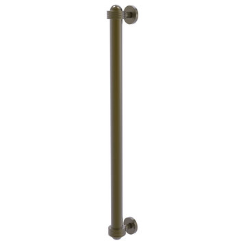 18" Refrigerator Pull With Groovy Accents, Antique Brass