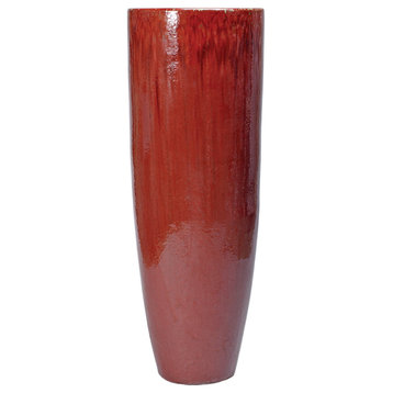 54 in. Tall Round Red Ceramic Pot