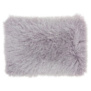 Mina Victory Yarn Shimmer Shag Throw Pillow, Light Gray, 17"x17"