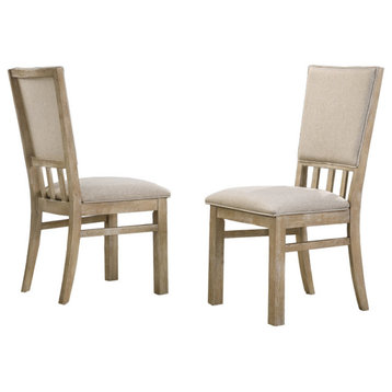 Brutus Reclaimed Wheat 19"W Contemporary Fabric Dining Chair, Set of 2
