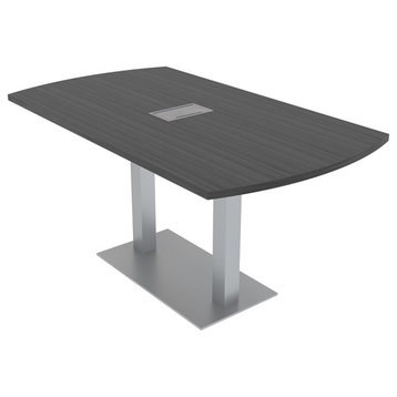 5 Ft Arc Rectangle Conference Table Square Metal Base With Electric