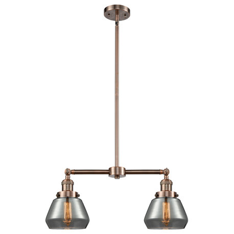 Fulton 2-Light LED Chandelier, Antique Copper, Glass: Smoked