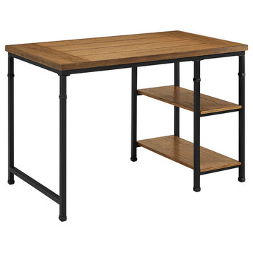 Austin Two Shelf Desk, 45W X 26D X 30H, Black, Ash Veneer