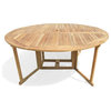 Grade A Teak 72" Round Folding Table With 8 Swivel Arm Chairs