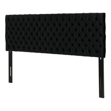 GDF Studio Jezebel Tufted King/ Cal King New Velvet Headboard, Black