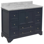 Kitchen Bath Collection - Madison 48" Bathroom Vanity, Marine Gray, Carrara Marble - The Madison: breathtaking form with everyday function.