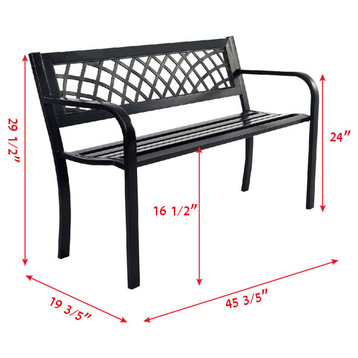 Costway Patio Park Garden Bench Porch Path Chair Outdoor Deck Steel Frame
