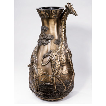 Giraffes of the Savanna Sculptural Vase
