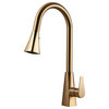 Modern Kitchen Faucet, One Handle & Geometric Pull Down Sprayer, Brushed Brass