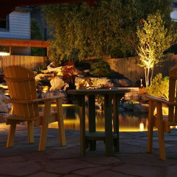 Nighttime Display at Signature Pond & Patio