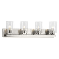 Progress Lighting - Goodwin 4-Lt Brushed Nickel Modern Vanity Light With Clear Glass - Bathroom Vanity Lighting