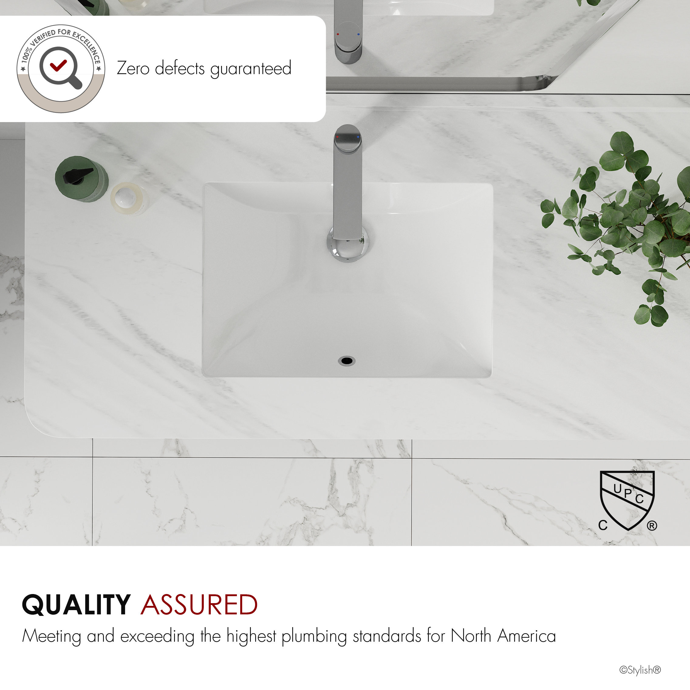18.25"W x 13"D White Rectangular Undermount Bathroom Sink