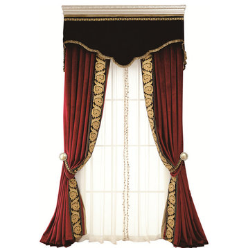 Flowing Luxury Curtains, 3-Piece Set, Red, 54", 96"