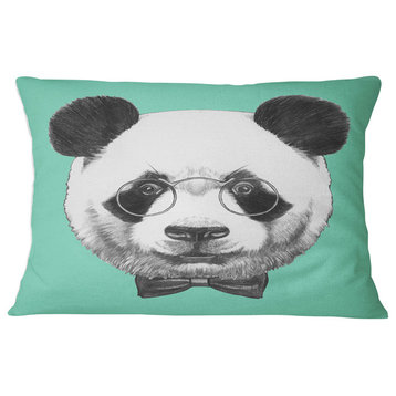 Panda with Glasses and Bow Tie Animal Throw Pillow, 12"x20"