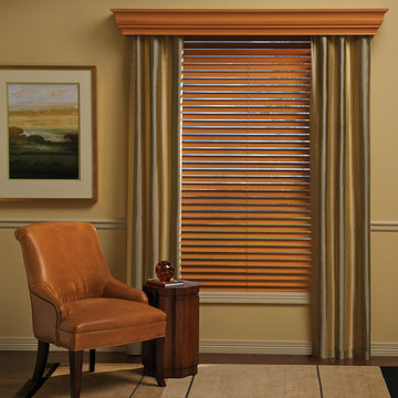 Hunter Douglas 2" wood blind with Hunter Douglas wood cornice