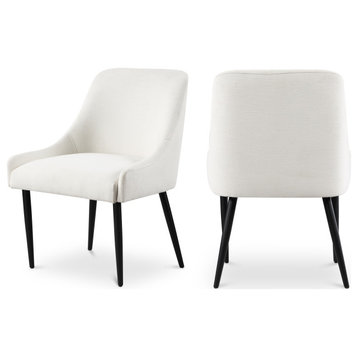 Camden Linen Textured Fabric Upholstered Dining Chair (Set of 2), Cream