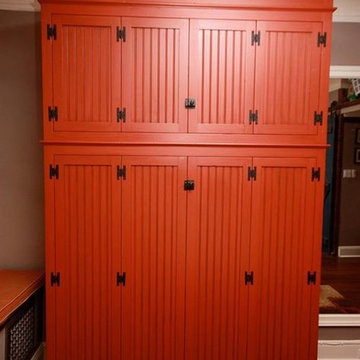 Distressed Built-In Armoire with Media Storage