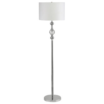 Benzara BM240432 Floor Lamp With Metal Frame and Crystal Accent, White