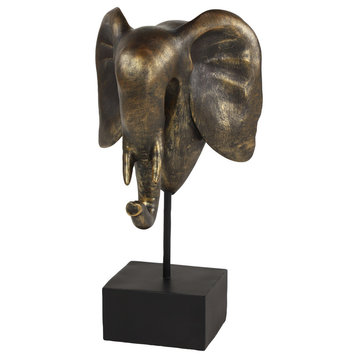 Bronze Resin Modern Sculpture, Elephant 14" x 8" x 7" 58378