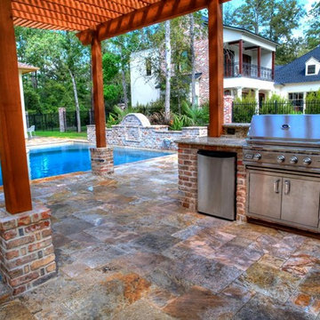 Rectangular Pool 3 - disappearing fountain and pergola