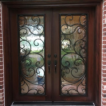 Wood Doors with Wrought Iron