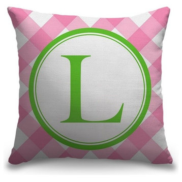 "Letter L - Circle Plaid" Outdoor Pillow 20"x20"