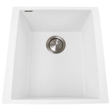 Nantucket PR1716-W 17" Single Undermount Granite Composite Bar-Prep Sink White