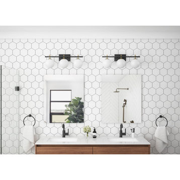 3-Lights Bathroom White Glass Shades Wall Sconce Vanity Light Fixtures