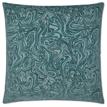 Florentina Turquoise Feather Down Decorative Throw Pillow, 24x24