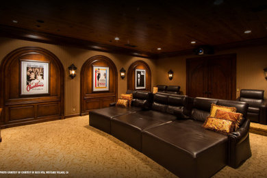 Inspiration for a modern home theater remodel in Atlanta