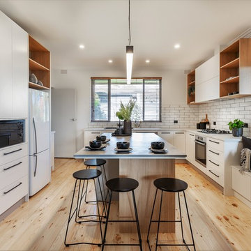 Industrial-Inspired Timber & White Kitchen Transformation