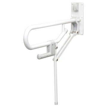 Fold-Up Support Grab Bar With Fixed Leg, White
