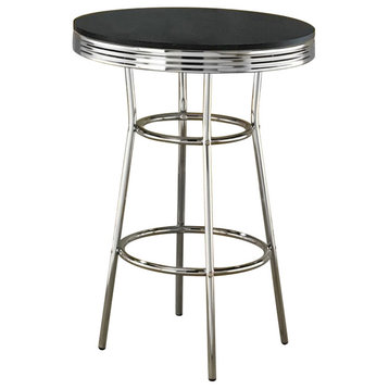 Bowery Hill 30" Round Pub Table in Black and Chrome