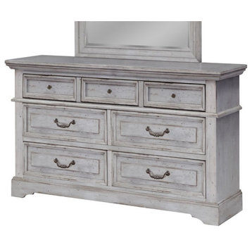 American Woodcrafters Stonebrook 7-Drawer Antique Gray Wood Dresser
