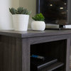 58" Wood TV Stand With Electric Fireplace Insert, Charcoal