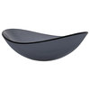 Dark Gray Canoe Tempered Glass Vessel Sink for Bathroom, 21 X 14 Inch