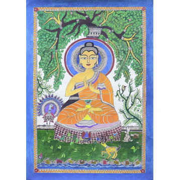 Handmade Enlightened Madhubani painting - India