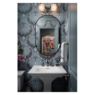 North Lincoln laundry and powder room - Transitional - Powder Room ...