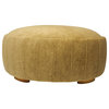 Round Pleated Ottomans, Camel Suede