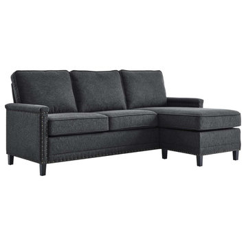 Ashton Upholstered Fabric Sectional Sofa - Charcoal EEI-4994-CHA