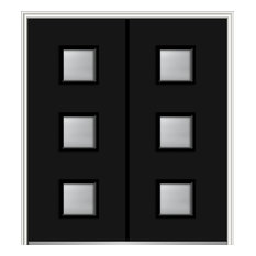 Clear Low-E 3-Lite Square Fiberglass Smooth Double Door 74"x81.75" RH Inswing